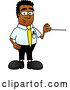 Vector Illustration of a Cartoon Black Business Man Mascot Holding a Pointer Stick by Mascot Junction