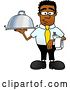 Vector Illustration of a Cartoon Black Business Man Mascot Holding a Serving Platter by Mascot Junction