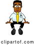 Vector Illustration of a Cartoon Black Business Man Mascot Sitting by Mascot Junction