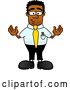 Vector Illustration of a Cartoon Black Business Man Mascot Standing with His Arms out by Mascot Junction