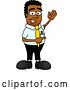 Vector Illustration of a Cartoon Black Business Man Mascot Waving and Pointing to the Right by Mascot Junction