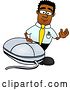 Vector Illustration of a Cartoon Black Business Man Mascot with a Computer Mouse by Mascot Junction