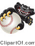 Vector Illustration of a Cartoon Black Jaguar Mascot Grabbing a Baseball by Mascot Junction