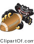 Vector Illustration of a Cartoon Black Jaguar Mascot Grabbing a Football by Mascot Junction