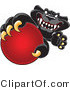 Vector Illustration of a Cartoon Black Jaguar Mascot Grabbing a Red Ball by Mascot Junction