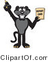 Vector Illustration of a Cartoon Black Jaguar Mascot Holding a Report Card by Mascot Junction