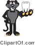 Vector Illustration of a Cartoon Black Jaguar Mascot Holding a Tooth by Mascot Junction