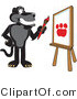Vector Illustration of a Cartoon Black Jaguar Mascot Painting by Mascot Junction