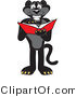 Vector Illustration of a Cartoon Black Jaguar Mascot Reading by Mascot Junction