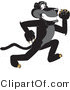 Vector Illustration of a Cartoon Black Jaguar Mascot Running by Mascot Junction