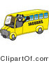 Vector Illustration of a Cartoon Black Jaguar Mascot School Bus Driver by Mascot Junction