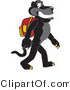 Vector Illustration of a Cartoon Black Jaguar Mascot Walking to School by Mascot Junction
