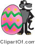 Vector Illustration of a Cartoon Black Jaguar Mascot with an Easter Egg by Mascot Junction