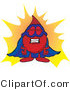 Vector Illustration of a Cartoon Blood Droplet Mascot Dressed As a Super Hero by Mascot Junction