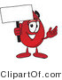 Vector Illustration of a Cartoon Blood Droplet Mascot Holding a Blank Sign by Mascot Junction