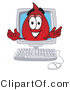 Vector Illustration of a Cartoon Blood Droplet Mascot Waving from Inside a Computer Screen by Mascot Junction