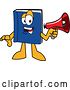 Vector Illustration of a Cartoon Blue Book Mascot Announcing with a Megaphone by Mascot Junction