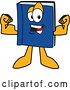Vector Illustration of a Cartoon Blue Book Mascot Flexing His Muscles by Mascot Junction