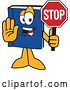 Vector Illustration of a Cartoon Blue Book Mascot Gesturing and Holding a Stop Sign by Mascot Junction