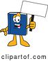 Vector Illustration of a Cartoon Blue Book Mascot Holding a Blank Sign by Mascot Junction