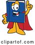 Vector Illustration of a Cartoon Blue Book Mascot Super Hero Holding up a Finger by Mascot Junction