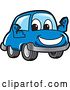 Vector Illustration of a Cartoon Blue Car Mascot Flexing by Mascot Junction