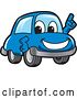 Vector Illustration of a Cartoon Blue Car Mascot Holding up a Finger by Mascot Junction