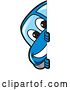 Vector Illustration of a Cartoon Blue Car Mascot Smiling Around a Sign by Mascot Junction