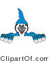 Vector Illustration of a Cartoon Blue Jay Mascot Holding up a Sign by Mascot Junction