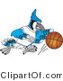 Vector Illustration of a Cartoon Blue Jay Mascot Playing Basketball by Mascot Junction