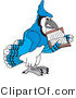 Vector Illustration of a Cartoon Blue Jay Mascot Reading by Mascot Junction