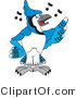 Vector Illustration of a Cartoon Blue Jay Mascot Singing by Mascot Junction