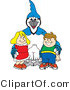 Vector Illustration of a Cartoon Blue Jay Mascot with Students by Mascot Junction