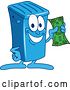 Vector Illustration of a Cartoon Blue Rolling Trash Can Bin Mascot by Mascot Junction