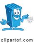 Vector Illustration of a Cartoon Blue Rolling Trash Can Bin Mascot Holding a Napkin by Mascot Junction