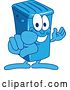 Vector Illustration of a Cartoon Blue Rolling Trash Can Bin Mascot Presenting and Pointing Outwards by Mascot Junction