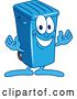 Vector Illustration of a Cartoon Blue Rolling Trash Can Bin Mascot Welcoming by Mascot Junction