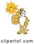 Vector Illustration of a Cartoon Bobcat Mascot and Sun Holding Thumbs Up, Symbolizing Excellence by Mascot Junction