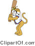 Vector Illustration of a Cartoon Bobcat Mascot Batting by Mascot Junction