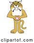 Vector Illustration of a Cartoon Bobcat Mascot Holding a Heart, Symbolizing Compassion by Mascot Junction