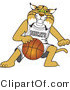 Vector Illustration of a Cartoon Bobcat Mascot Playing Basketball by Mascot Junction