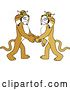 Vector Illustration of a Cartoon Bobcat Mascot Shaking Hands with a Friend, Symbolizing Gratitude by Mascot Junction