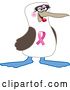 Vector Illustration of a Cartoon Boobie Bird Breast Cancer Awareness Mascot Facing Right by Mascot Junction
