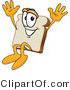 Vector Illustration of a Cartoon Bread Mascot Jumping with Excitement by Mascot Junction