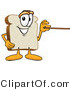 Vector Illustration of a Cartoon Bread Mascot Using a Pointer Stick by Mascot Junction