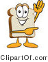 Vector Illustration of a Cartoon Bread Mascot Waving and Pointing by Mascot Junction