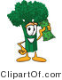 Vector Illustration of a Cartoon Broccoli Mascot Holding a Banknote by Mascot Junction
