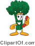 Vector Illustration of a Cartoon Broccoli Mascot Holding a Telephone by Mascot Junction