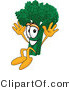 Vector Illustration of a Cartoon Broccoli Mascot Jumping by Mascot Junction