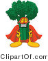 Vector Illustration of a Cartoon Broccoli Mascot Wearing a Super Hero Costume by Mascot Junction